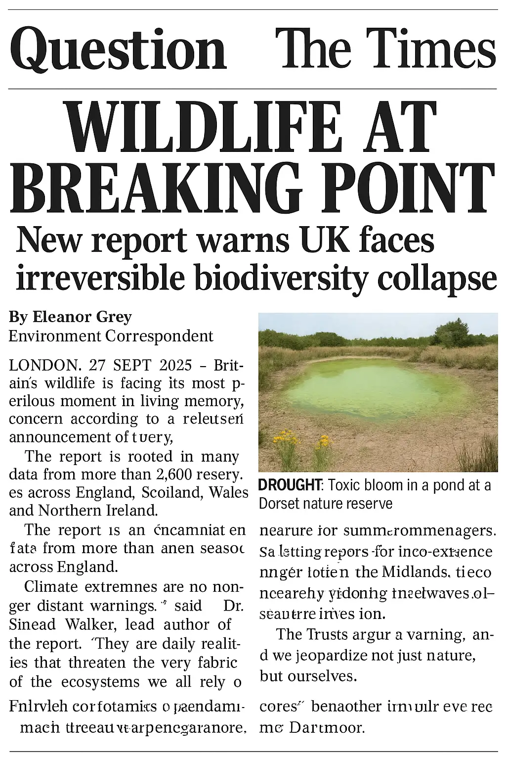 QTT Wildlife Trust Survey Sep 2025 New Resilient Nature report reveals habitats stretched to breaking point by climate extremes and human pressures.