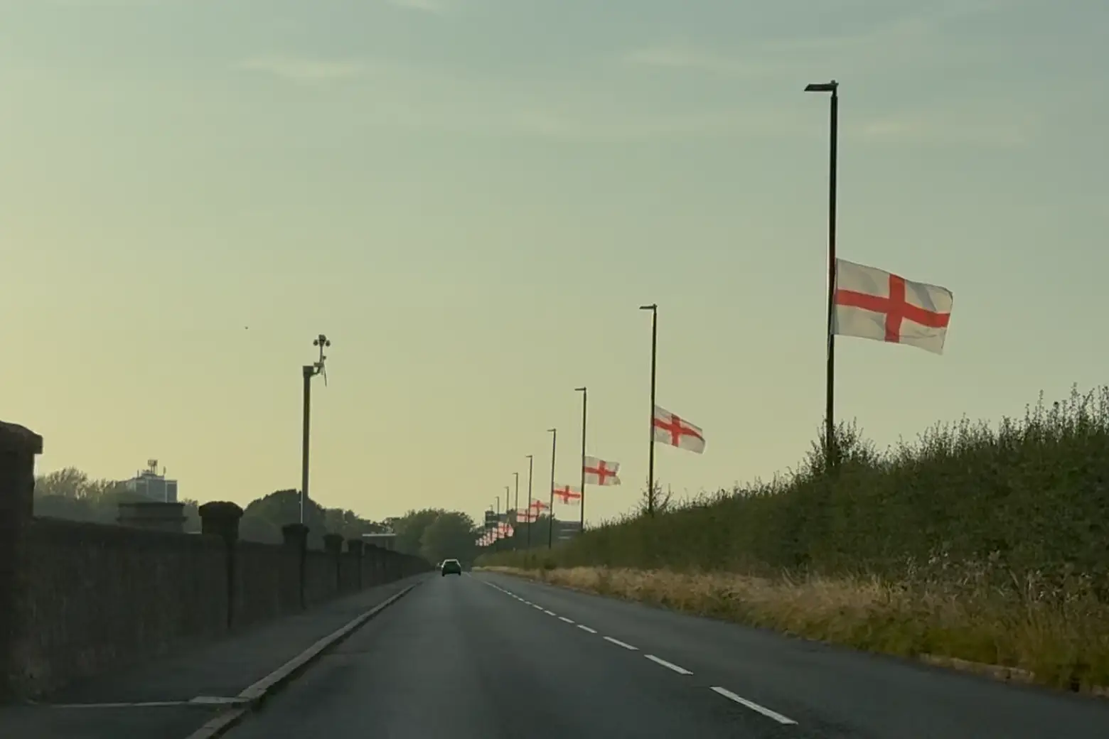 England flags on lamp posts along Genners Lane, Bartley Green | B31 Voices